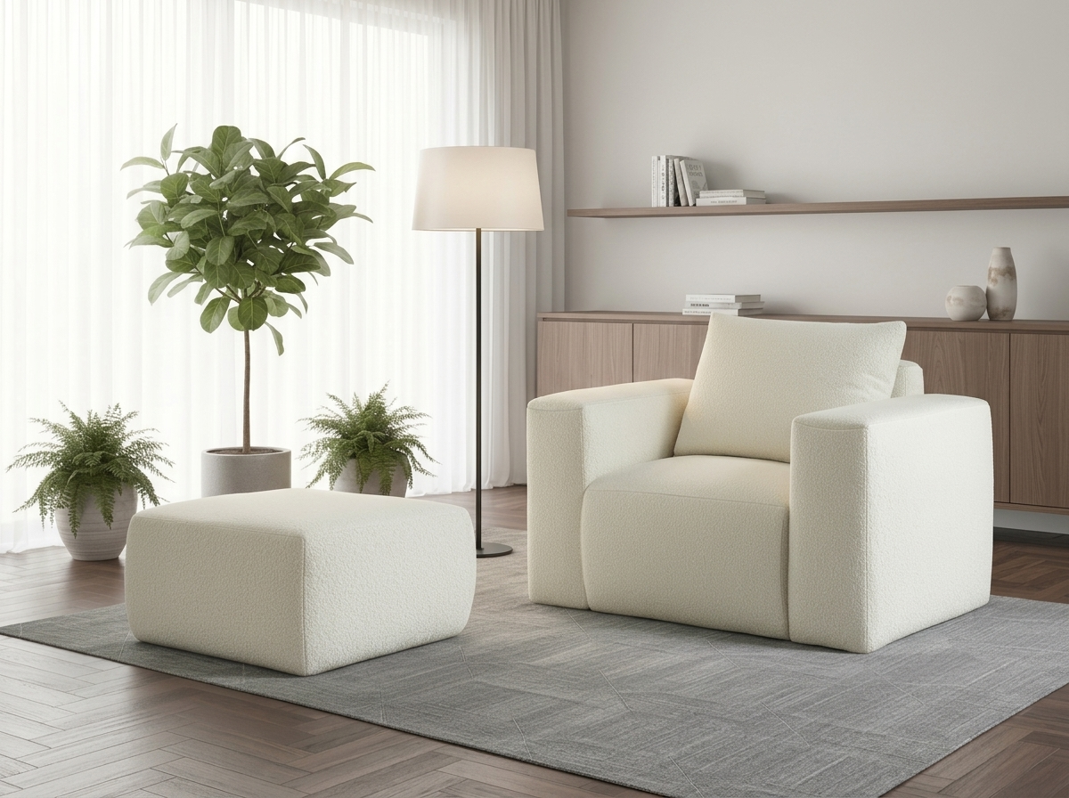 Pearl Sessel & Hocker Set
